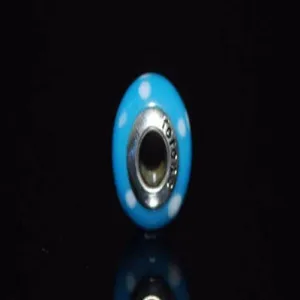 Blue and White Paw Prints Murano Charm Bead