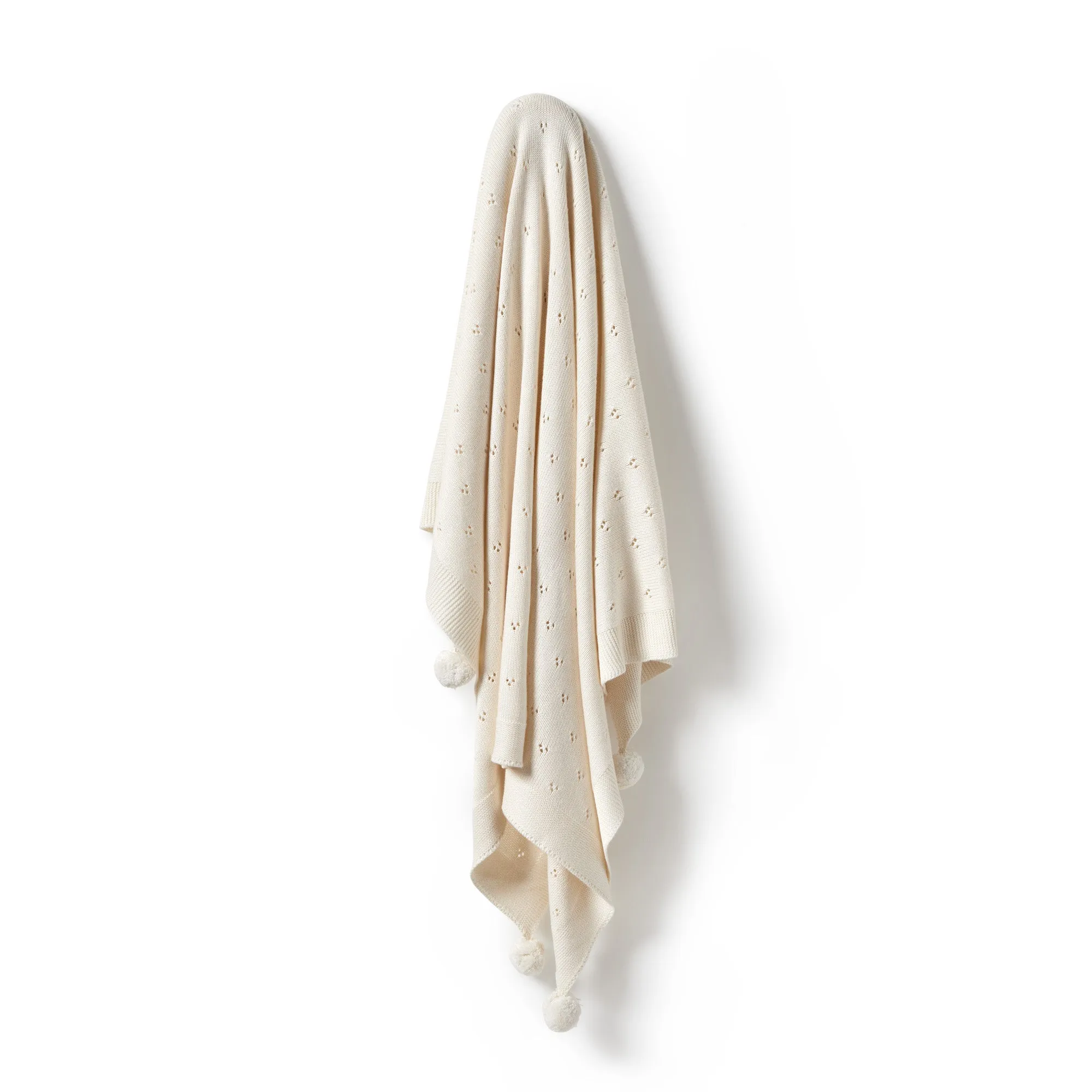 Ecru Knitted Pointelle Blanket