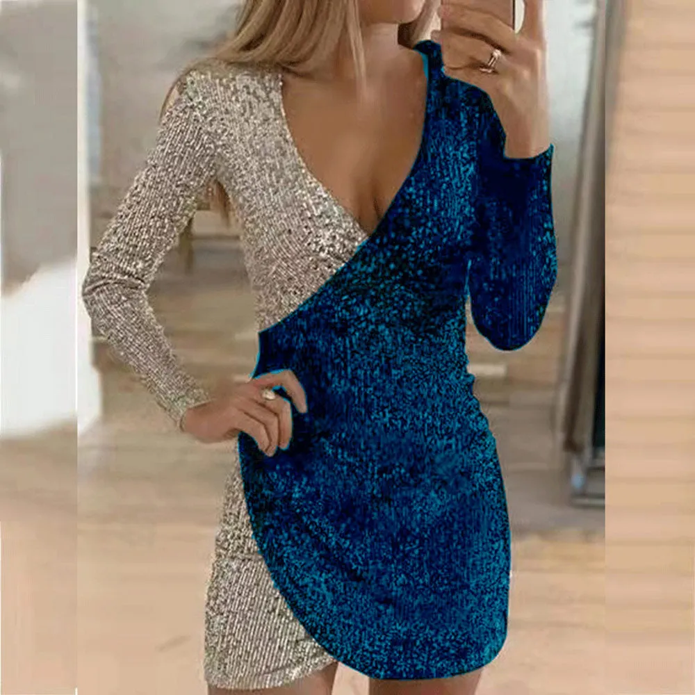 Elegant Sequins V Neck Wrap Dress 7 Design Choices