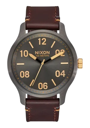 Nixon Patrol Leather Watch - Gunmetal Gold