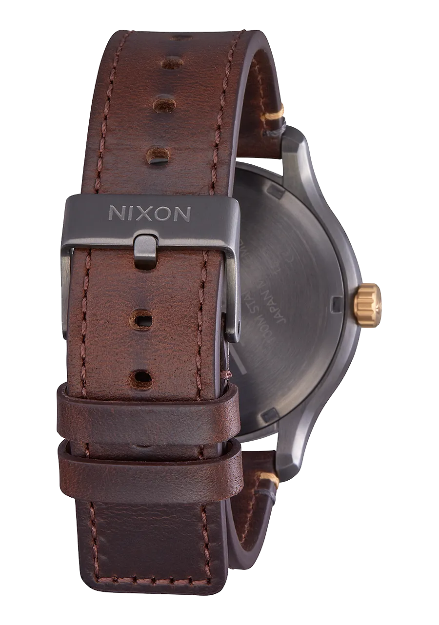 Nixon Patrol Leather Watch - Gunmetal Gold
